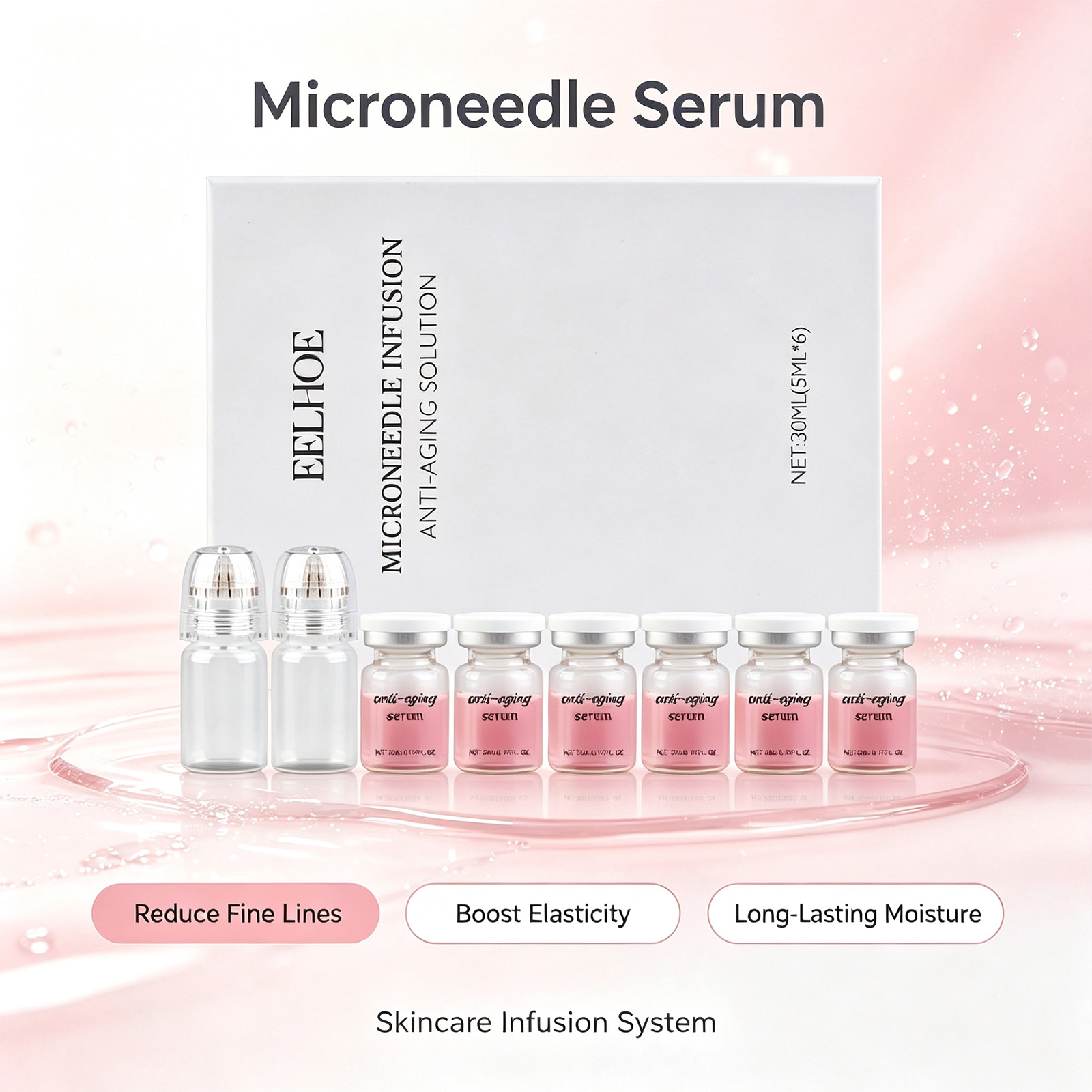 Hyaluronic Acid Facial Serum - Zestaw serum z mikroigłami 0,2 mm,