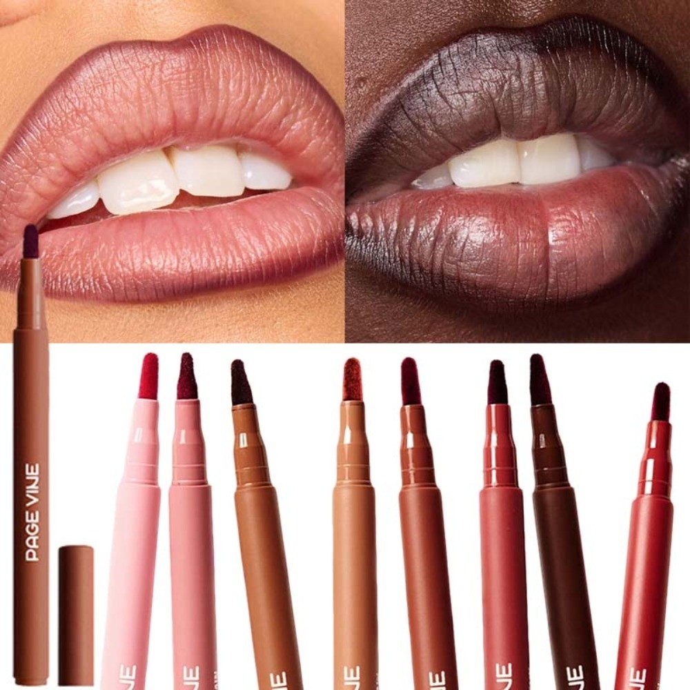 Matte Velvet Lip Tint Long Lasting - Aksamitny brązowy ołówek do ust, płynny,